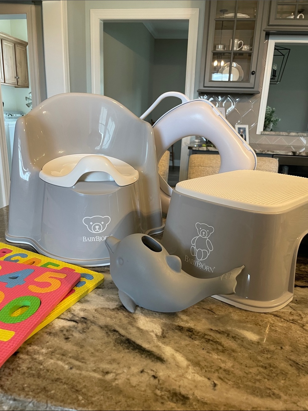 Babybjorn Grey Kids Bath Set - Potty, Step Stool & Toilet Seat